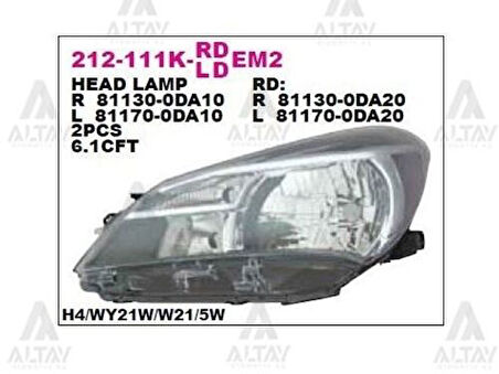 Depo 212111KLLDEM2 Ön Far Sol Yaris 13 811700DA10