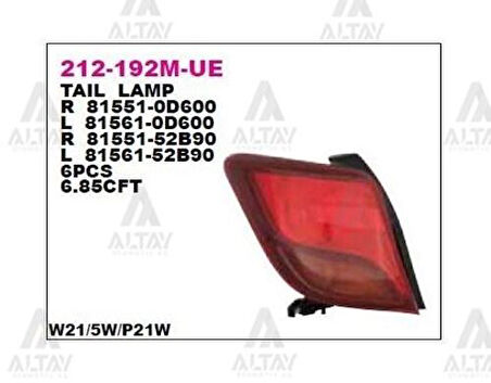 Depo 212192MLUE Stop Lambası Sol Yaris 13 815610D600