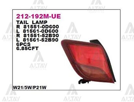 Depo 212192MRUE Stop Lambası Sağ Yaris 13 815510D600