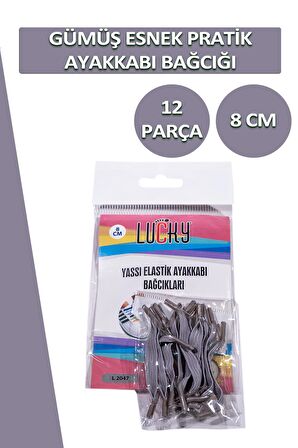 Lucky Yassı Esnek Pratik Elastik Ayakkabı Bağcık 1 Çift 12 Parça