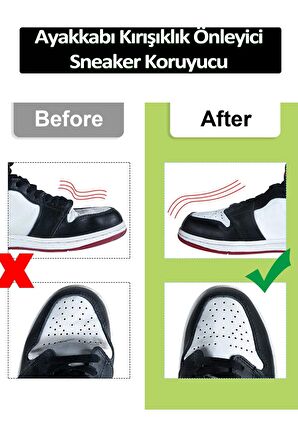 Sneakers Ayakkabı Kırışıklık Önleyici Koruyucu S 35-40 Uyumlu + Beyaz Ayakkabı Bağcığı