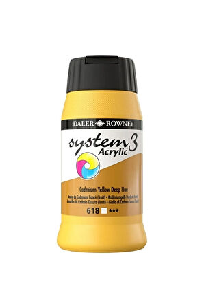 Daler Rowney System 3 Akrilik Boya 500ml 618 Cadmium Yellow Deep Hue