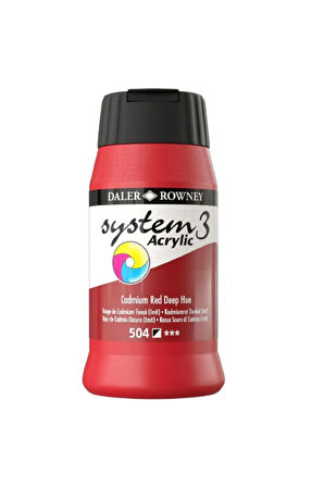 Daler Rowney System 3 Akrilik Boya 500ml 504 Cadmium Red Deep Hue