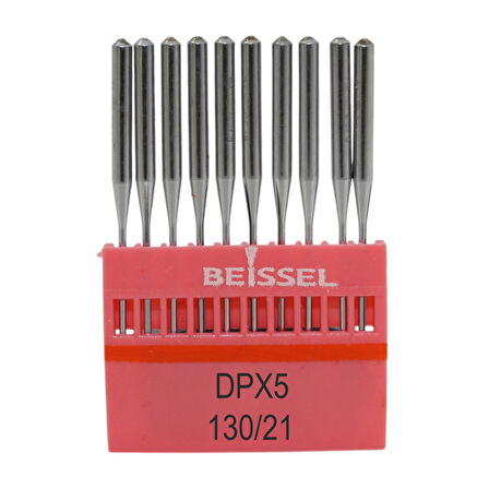 Beissel DPx5 Sanayi Tipi Düz makine Kalın dipli iğne 21/130 Numara R uçlu 10 Adet (1 Paket)