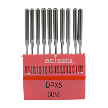 Beissel DPx5 Sanayi Tipi Düz makine Kalın dipli iğne 8/60 Numara SPI uçlu 10 Adet (1 Paket)