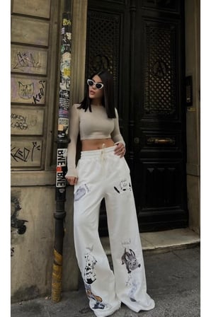 Baskılı Lastik Bel Oversize Eşofman Altı