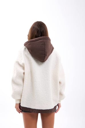 Kapüşonlu Teddy Peluş Mont
