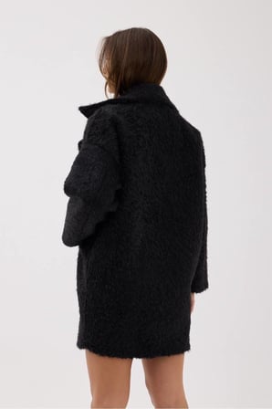 Tüylü Dokulu Oversize Kaban
