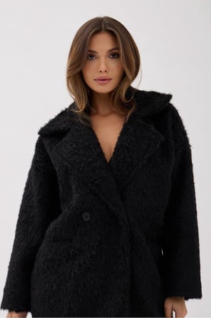 Tüylü Dokulu Oversize Kaban