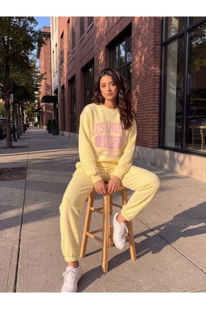 Kadın Los Angeles Baskılı Bisiklet Yaka Sweatshirt 2 İplik Şardonsuz Yeni Sezon
