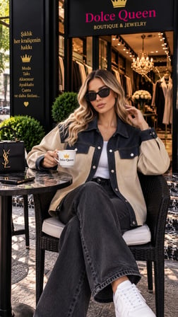 Kadın Krem Denim Detaylı Kadife Gömlek Ceket