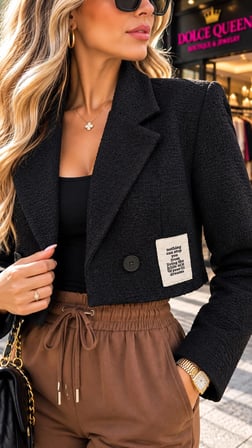 Kadın Siyah Crop Blazer Ceket