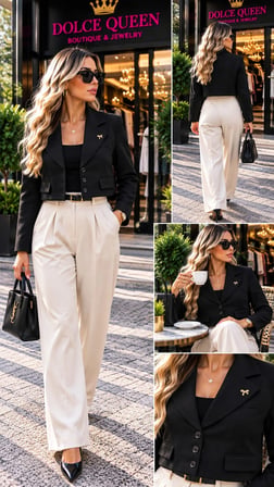 Kadın Siyah Kısa Kesim Düğmeli Blazer Ceket
