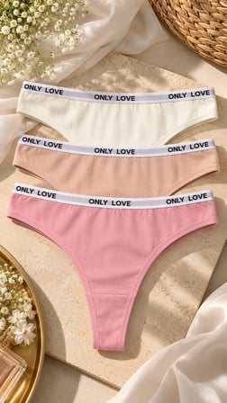Kadın Only Love Yazılı Bel Bantlı String Külot 3’lü Paket Çok Renkli