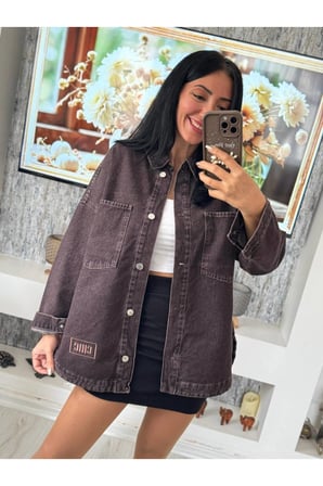 Kadın Oversize Yıkamalı Denim Gömlek Ceket – Yeni Sezon Trend Model ????