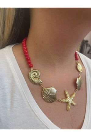 Kadın Deniz Yıldızı Gold Detaylı Kolye