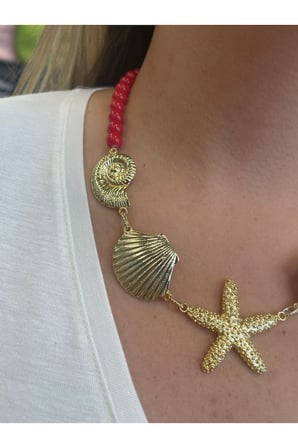 Kadın Deniz Yıldızı Gold Detaylı Kolye