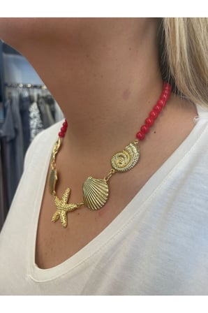 Kadın Deniz Yıldızı Gold Detaylı Kolye