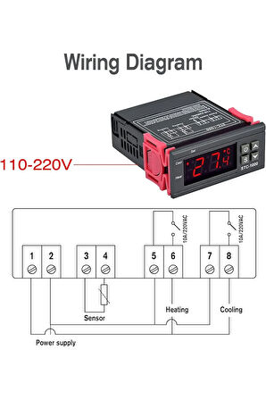 STC-1000 Dijital Sıcaklık Kontrolörü Termostat AC 220V Isıtma Soğutma Kontrolörü STC1000 TERMOSTAT
