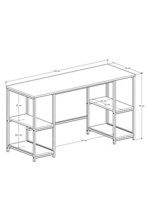 140*50 cm Metal Çalışma Bilgisayar Ofis Masası Kitaplıklı DR0008 BEYAZ, one size