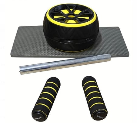 Premium Set Fiziksel Antrenman Aleti EW-20 Black-Yellow Egzersiz Tekeri Siyah-Sarı