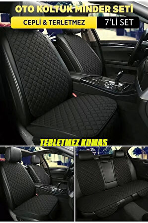 Mitsubishi Pajero Terletmez Kumaş MinTerletmez Kumaş 7 Parça Full Takım siyah-siyah