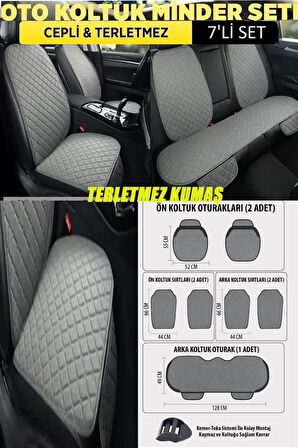 Renault Scenic Terletmez Kumaş MinTerletmez Kumaş 7 Parça Full Takım Gri-Gri