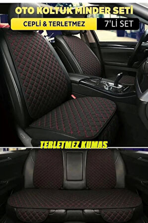 MİNİ COUPE Terletmez Kumaş MinTerletmez Kumaş 7 Parça Full Takım siyah-kırmızı