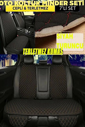 PEUGEOT RİFTER Terletmez Kumaş MinTerletmez Kumaş 7 Parça Full Takım Siyah-Turuncu
