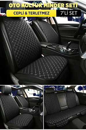 Chery TIGGO8 PRO Uyumlu Terletmez Kumaş MinTerletmez Kumaş 7 Parça Full Takım siyah-beyaz