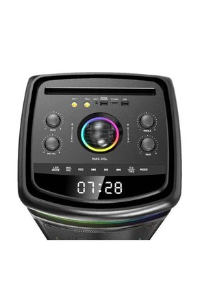 BÜYÜK BOY ÇİFT KABLOSUZ MİKROFONLU BLUETOOTH HOPARLÖR TAŞINABİLİR TEKERLEKLİ SPEAKER