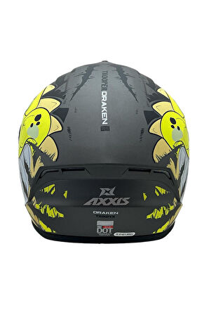 DRAKEN S TROOPER D3 MAT FLUOR YELLOW  DESENLİ MOTOSİKLET KASKI ÇİFT VİZÖRLÜ
