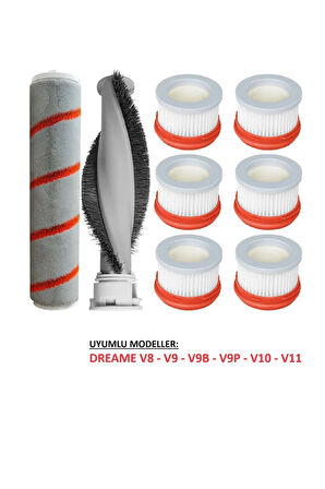 Dreame V8 V9 V9B V9P XR V10 V11 Uyumlu rulo fırça HEPA filtre Seti