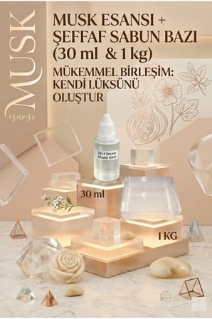 Dream Musk Esanslı 1 KG Şeffaf Sabun Bazı Seti Kalıcı Parfümsü Sabun Yapım Hobi Kiti 2’li