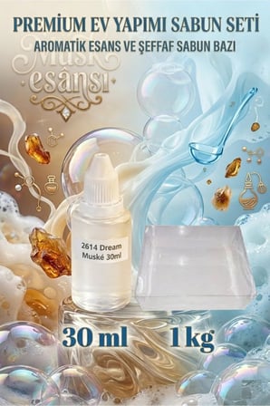 Dream Musk Esanslı 1 KG Şeffaf Sabun Bazı Seti Kalıcı Parfümsü Sabun Yapım Hobi Kiti 2’li