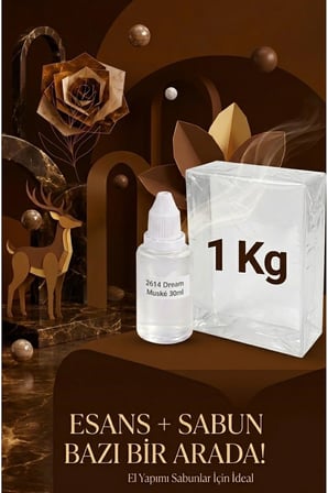 Dream Musk Esanslı 1 KG Şeffaf Sabun Bazı Seti Kalıcı Parfümsü Sabun Yapım Hobi Kiti 2’li