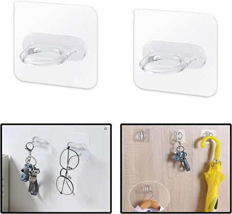 Microcase Yapışkanlı Yüzük Stili Eşya Tutucu Banyo Mutfak vb. Ürün Askılığı - ŞEFFAF AL4759 2 Adet
