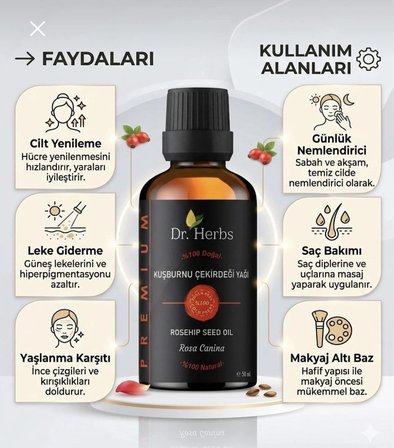 dr.herbs kuşburnu çekirdeği yağı 50 ml