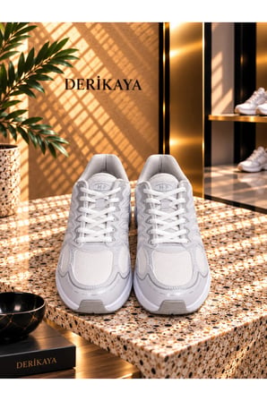Kadın Beyaz Bağcıklı Düz Taban Günlük Sneaker Ayakkabı