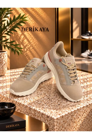 Kadın Bej Kalın Taban Bağcıklı Günlük Sneaker Spor Ayakkabı