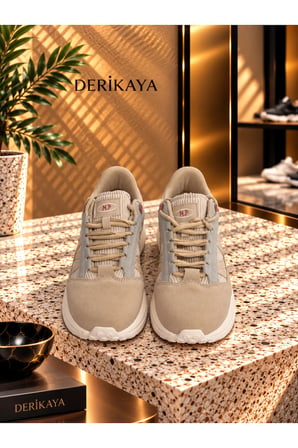 Kadın Bej Kalın Taban Bağcıklı Günlük Sneaker Spor Ayakkabı