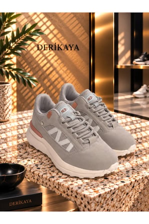 Kadın Gri Bağcıklı Düz Taban Rahat Günlük Sneaker Ayakkabı
