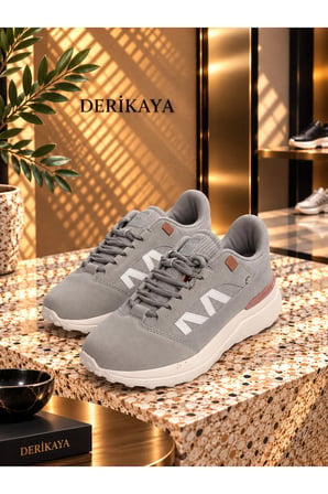 Kadın Gri Bağcıklı Düz Taban Rahat Günlük Sneaker Ayakkabı