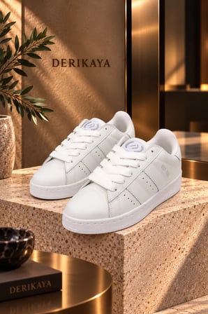 Kadın Beyaz Bağcıklı Düz Taban Günlük Sneaker Spor Ayakkabı