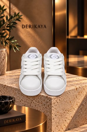 Kadın Beyaz Bağcıklı Düz Taban Günlük Sneaker Spor Ayakkabı