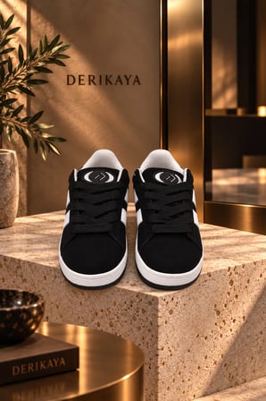 Kadın Siyah Bağcıklı Düz Taban Günlük Sneaker Spor Ayakkabı