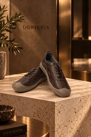 Urban Erkek Kahverengi Delikli Yan Panel Detaylı Bağcıklı Sneaker