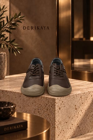 Urban Erkek Kahverengi Delikli Yan Panel Detaylı Bağcıklı Sneaker