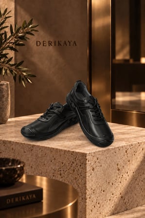 Urban Erkek Siyah Delikli Yan Panel Detaylı Bağcıklı Sneaker