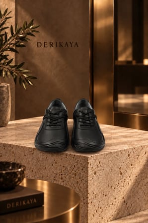 Urban Erkek Siyah Delikli Yan Panel Detaylı Bağcıklı Sneaker